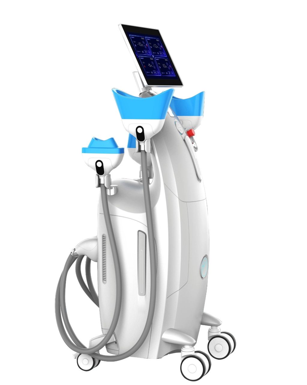 Zeon 4 fejes Luxus 360 fokos Kriolipolízis Zsírfagyasztó Gép 7 Cuppal Élő Hőmérséklet kijelzéssel fehér színben